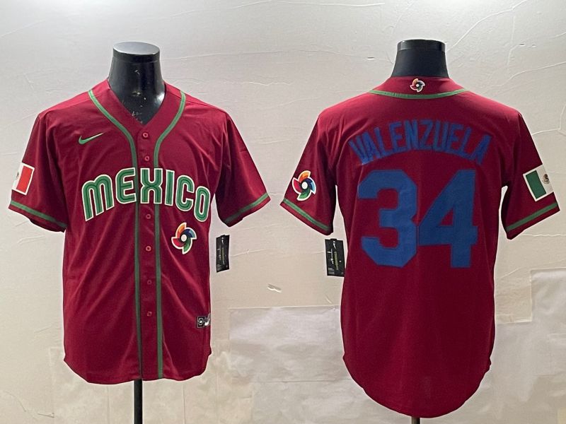 Men 2025 World Cub Mexico #34 Valenzuela Red Nike MLB Jersey style 5